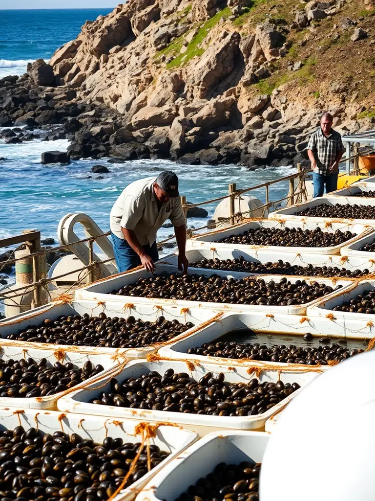 A picture of a community-run abalone farm on the coast of the Eastern Cape, South Africa, emphasizing local empowerment.