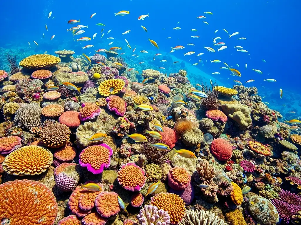 An image of a South African marine biologist inspecting a coral reef, emphasizing the importance of marine conservation for sustainable seafood trade.